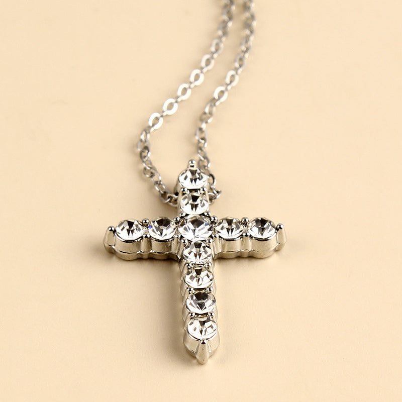 Collar De Gargantilla De Aleación De Cruz De Diamante al por mayor